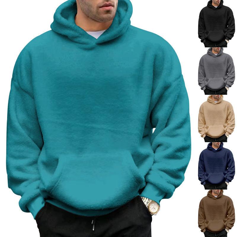 Double-sided Velvet Hooded Sweater Men's Plush Sweatshirt With Pockets EX-STOCK Canada