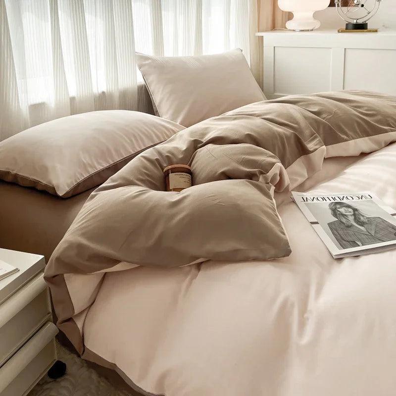 Solid Color Four-piece Set Simple Washed Sanding Duvet Cover EX-STOCK Canada