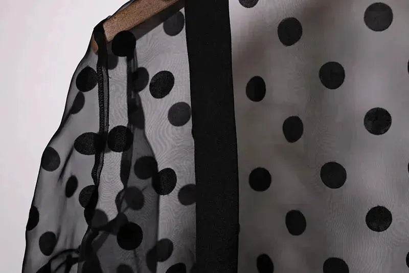 Middle East Apparel Women's Cross-border Polka Dot Perspective Cardigan Long Shawl Open Front Abaya Kimono Abaya for Dubai Turkey Women Two piece - EX-STOCK Canada