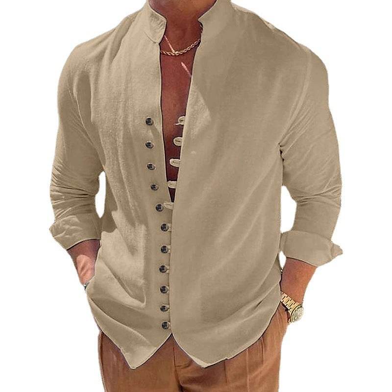Cotton And Linen Casual Loose Long Sleeve Shirt men - EX-STOCK Canada