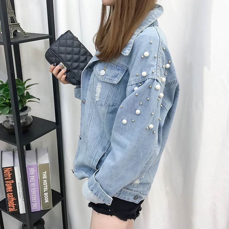 All-match Korean Style Loose Embroidered Denim Jacket Women EX-STOCK Canada