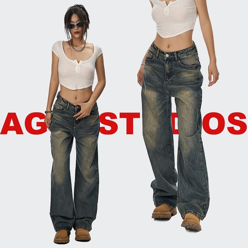 Low rise Distressed Oversized Street style Jean Pant women