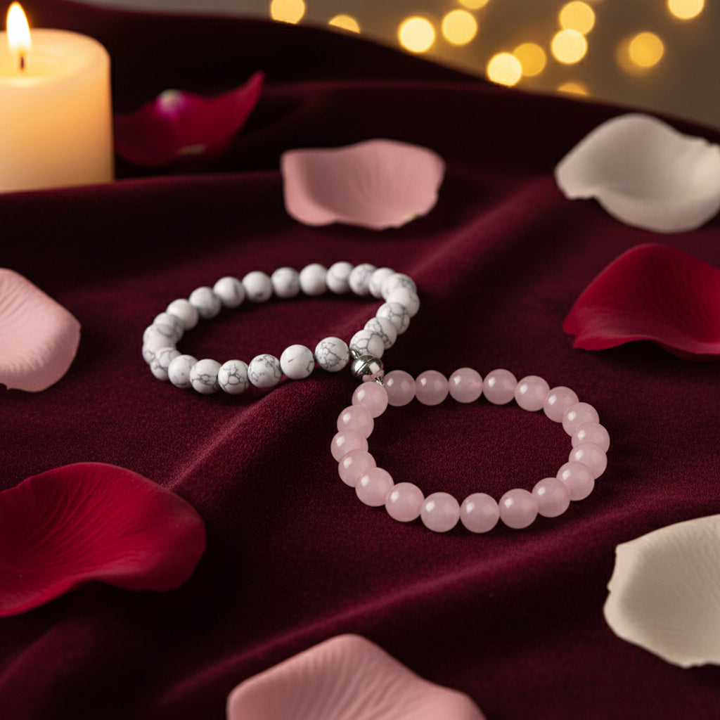 Lava Volcanic Stone Couple Magnetic Clasp Bracelet