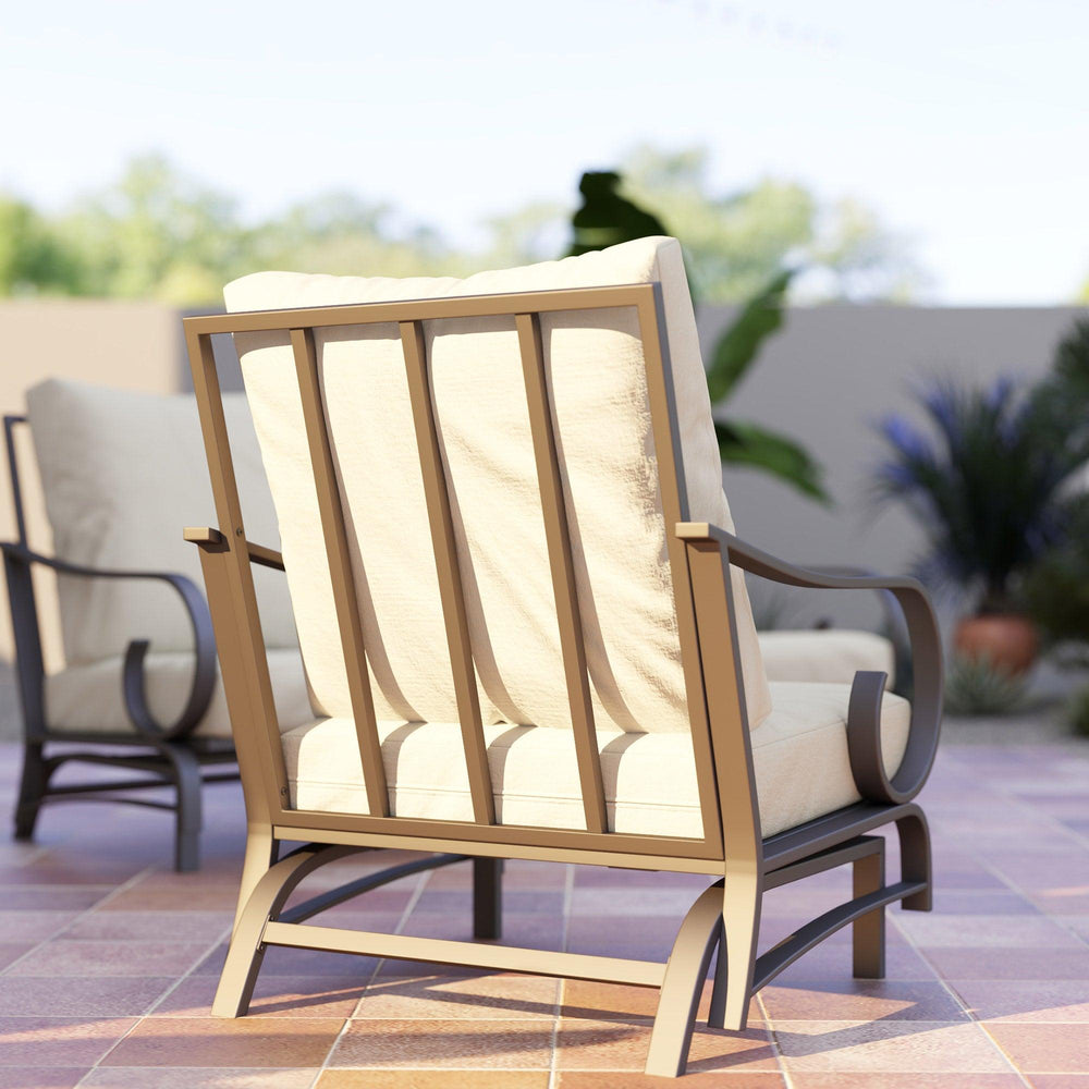 5-teiliges Garten- und Terrassenmöbel-Set, Outdoor-Möbel-Set mit 2 Schaukelstühlen, 3-Sitzer-Sofa und 2 Ottomane, BeigeEX-STOCK Canada