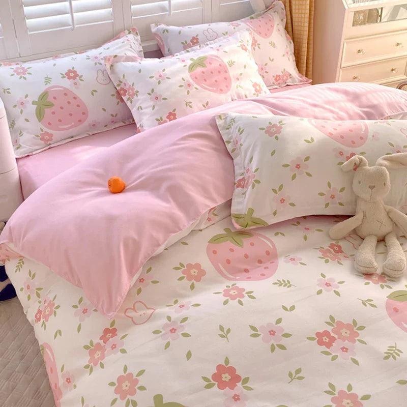 3-teiliges Erdbeer-Bettbezug-Set Erdbeer-Muster Bettwäsche für Zuhause Schlafzimmer Dekor Mikrofaser-Steppdeckenbezug Geschenke Einzelbett Doppelbett Queen King GrößeEX-STOCK Canada