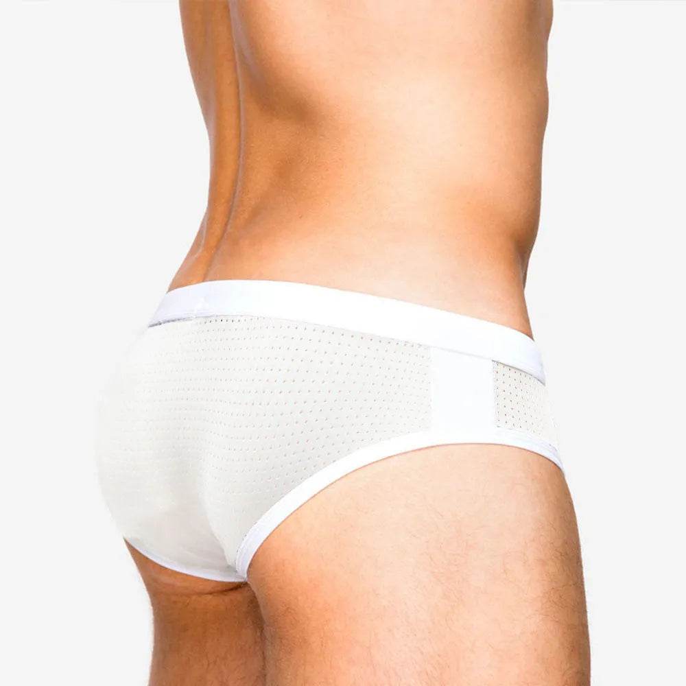 Mesh Stitching White Swim Briefs Boxer underwear men - EX-STOCK Canada