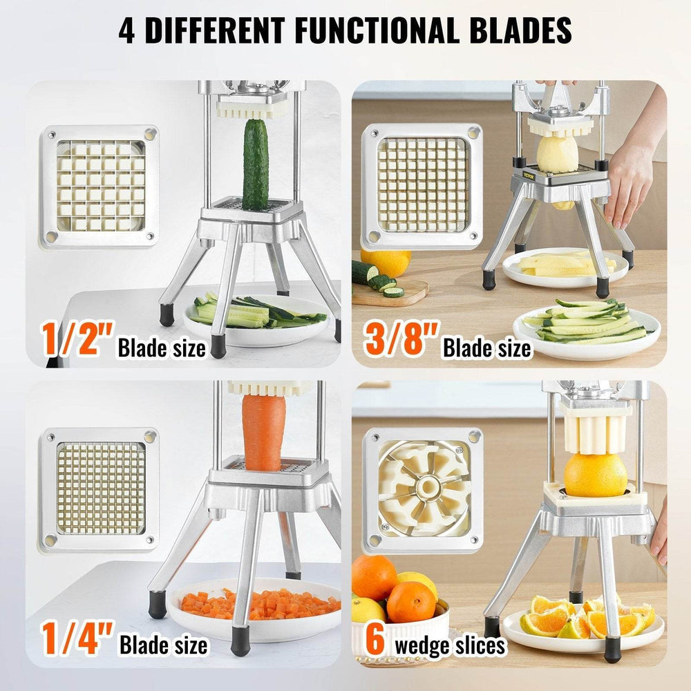 Commercial Vegetable Fruit Chopper, Stainless Steel French Fry Cutter With 4 Blades - EX-STOCK Canada