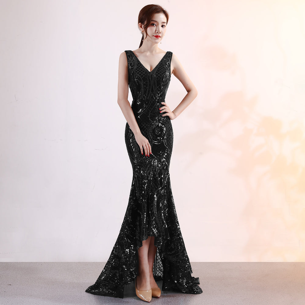Evening Female V-neck Sexy Night Show Ladies Party Dinner Dress Host EX-STOCK Canada
