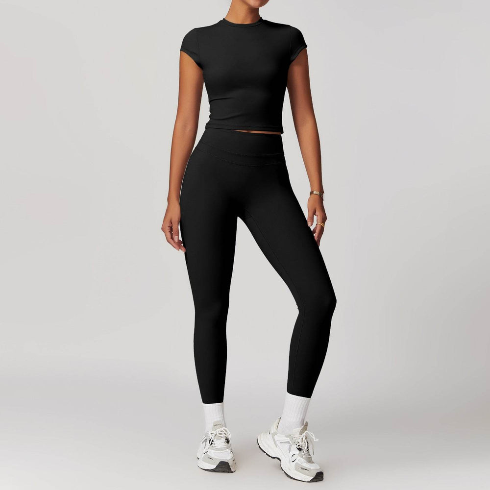 2pcs Nude feel short sleeve Workout Clothes for women Yoga Gym Clothes set - EX-STOCK Canada