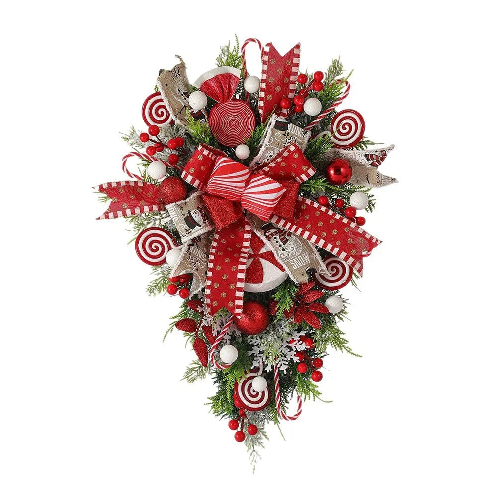 Christmas Wreath Candy Upside Down Tree Garland Artificial Xmas Ornament Hpme Porch Window Door Wall Hanging Decoration EX-STOCK Canada