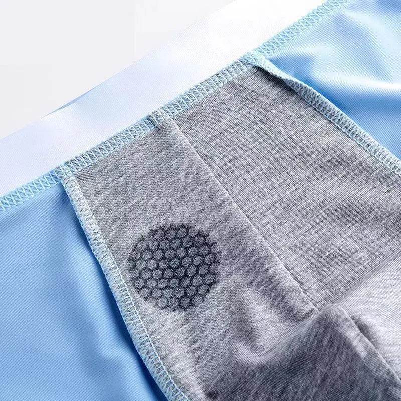 Men's 4-pack Plain Mid waist Boxer Brief Ice Silk Underwear. - EX-STOCK Canada