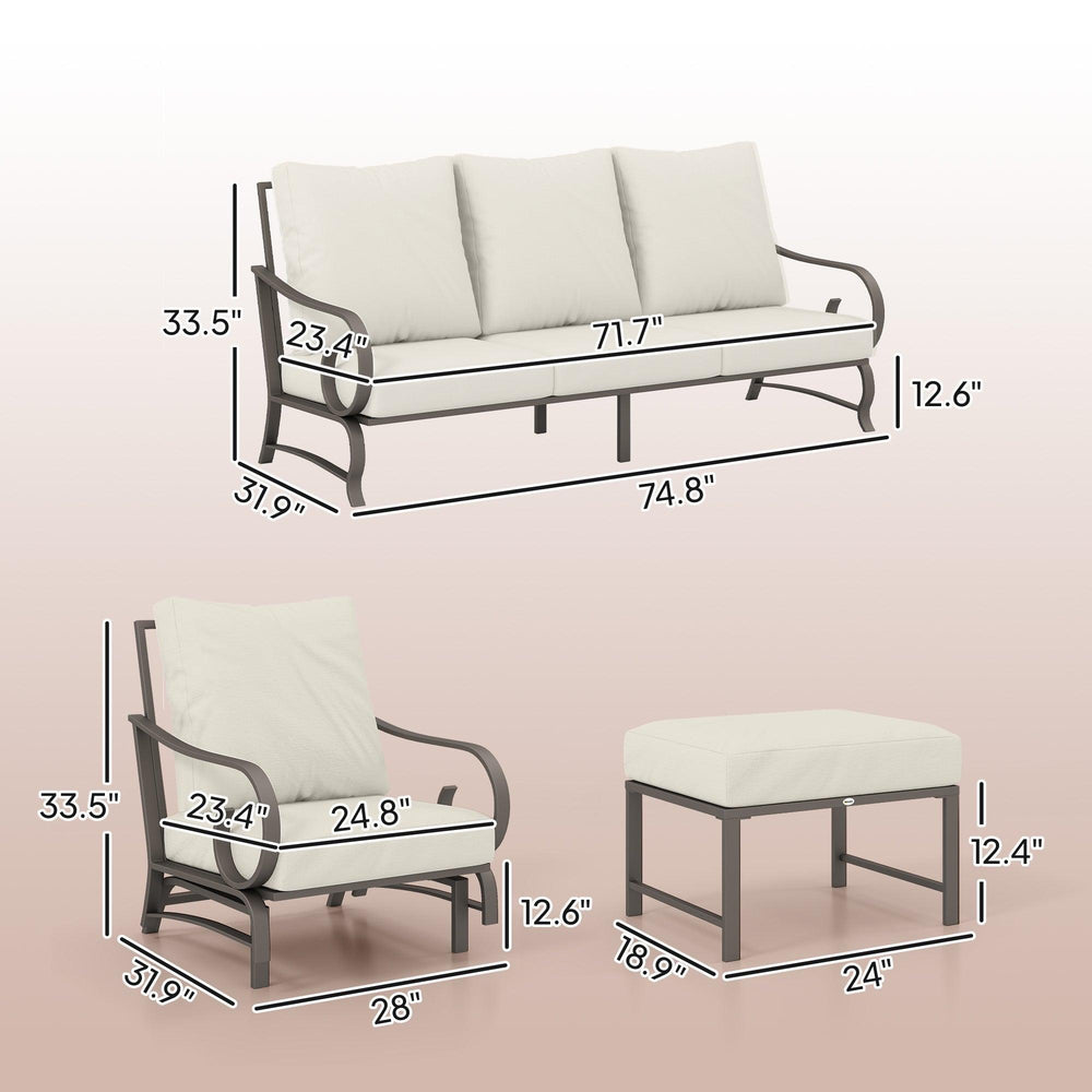 5-teiliges Garten- und Terrassenmöbel-Set, Outdoor-Möbel-Set mit 2 Schaukelstühlen, 3-Sitzer-Sofa und 2 Ottomane, BeigeEX-STOCK Canada