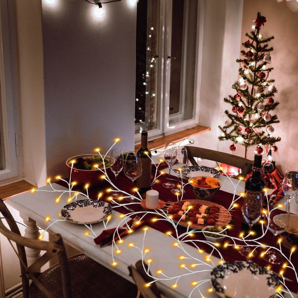 1Pc 7.87FT Lighted Birch Garland Lighted Twig Vine Lights 144LED Birch Garland With Lights String Light With Timer 8 Modes IP45 Waterproof For Christmas Fireplace Home Decoration - EX-STOCK Canada