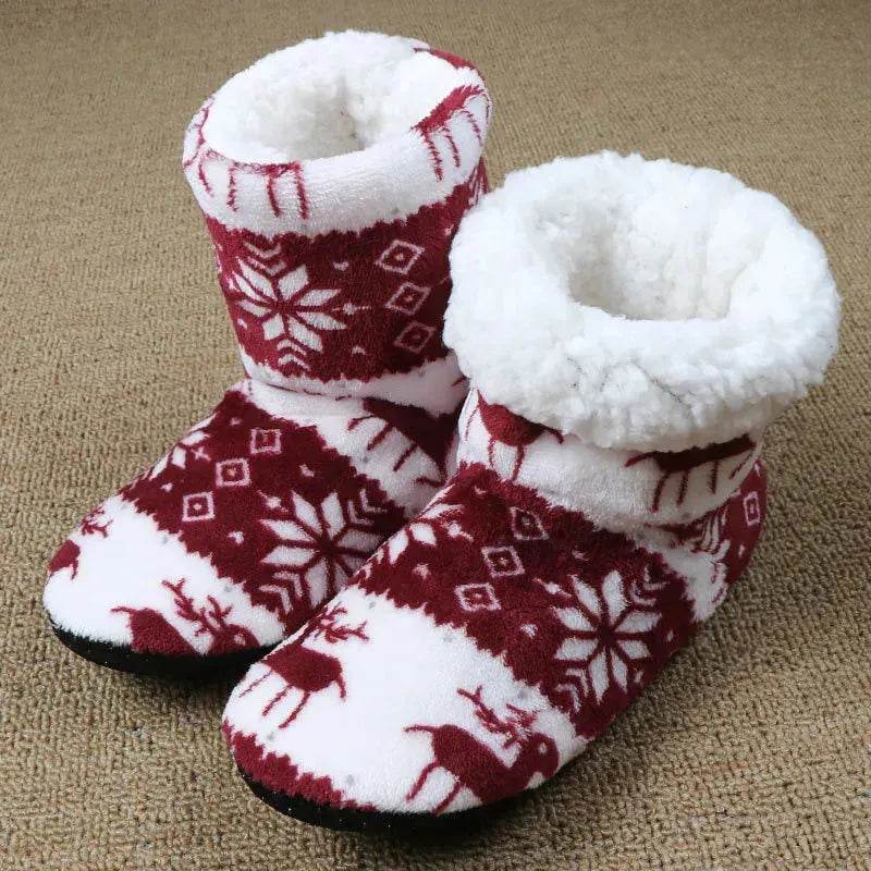 Christmas Elk Floor Shoes Indoor Socks Shoes Warm Plush House Slippers - EX-STOCK Canada