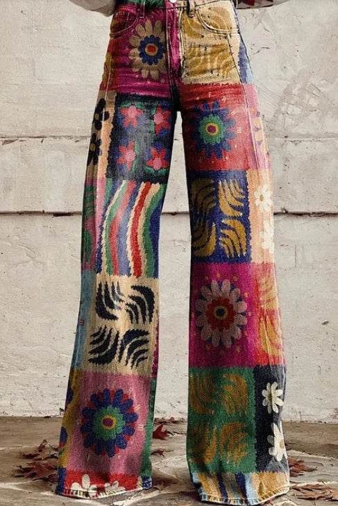 Daily High Rise Pattern Pocket Wide Leg Pants EX-STOCK Canada