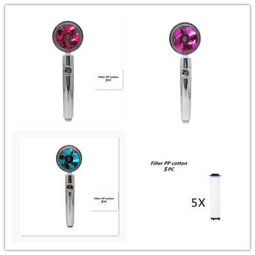 Propeller Driven Shower Head With Stop Button And Cotton Filter Turbocharged High Pressure Handheld Shower Nozzle - EX-STOCK Canada