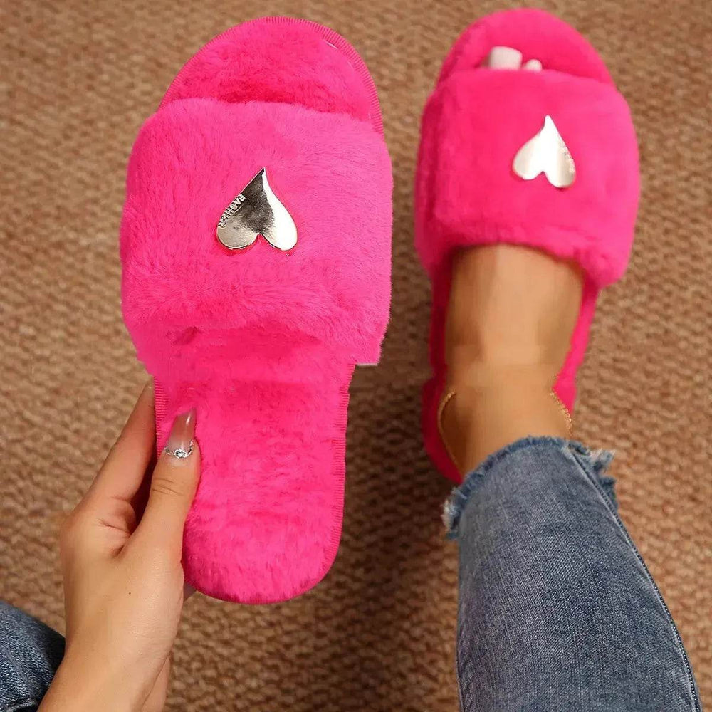Fluffy Slipper Fall Winter Warm Home Fur Furry Slippers Women Plush Shoes Indoor House Fuzzy Flip Flops Female Padded Fleece Living Bedroom - EX-STOCK Canada