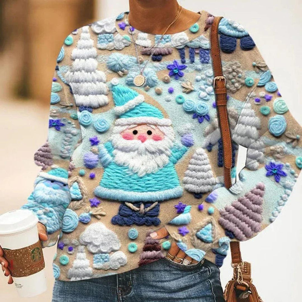 Sweat-shirt à col rond pour femme avec motif de NoëlEX-STOCK Canada