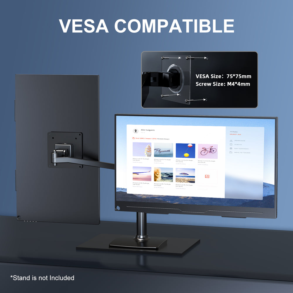 UPERFECT 15.6" Portable Monitor 1080P FHD IPS – USB-C, HDMI, Dual Speakers, VESA, Smart Cover