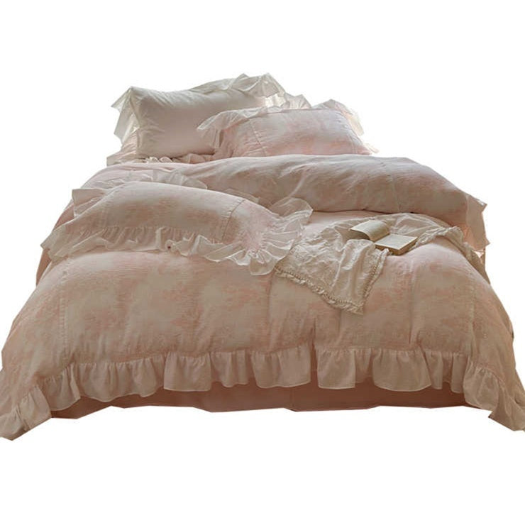 Gentle Crinkled Gauze Cotton Four-piece Duvet Set Bedding EX-STOCK Canada