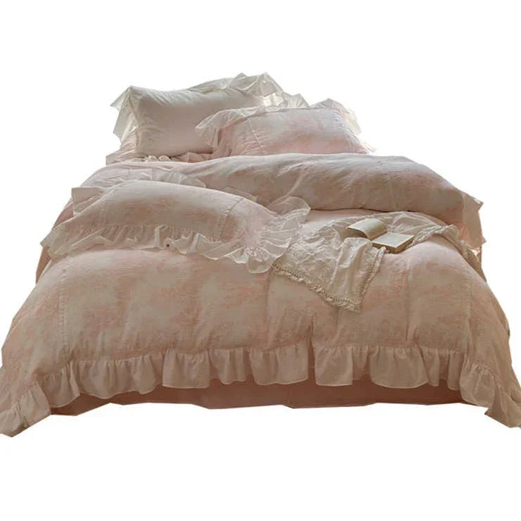 Gentle Crinkled Gauze Cotton Four-piece Duvet Set Bedding EX-STOCK Canada