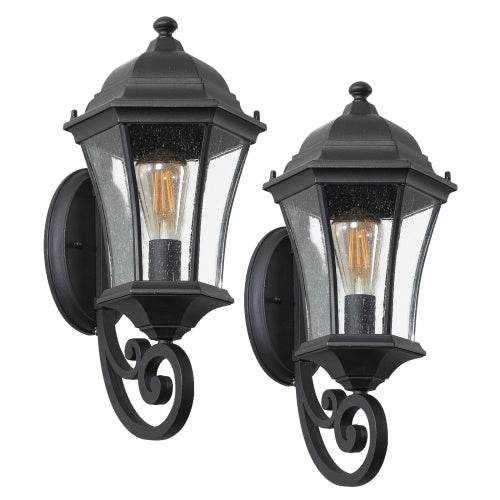 Outdoor Waterproof Glass Retro Wall Light Support Many Types Of Bulbs -2 Packs With Light Sensing - EX-STOCK Canada
