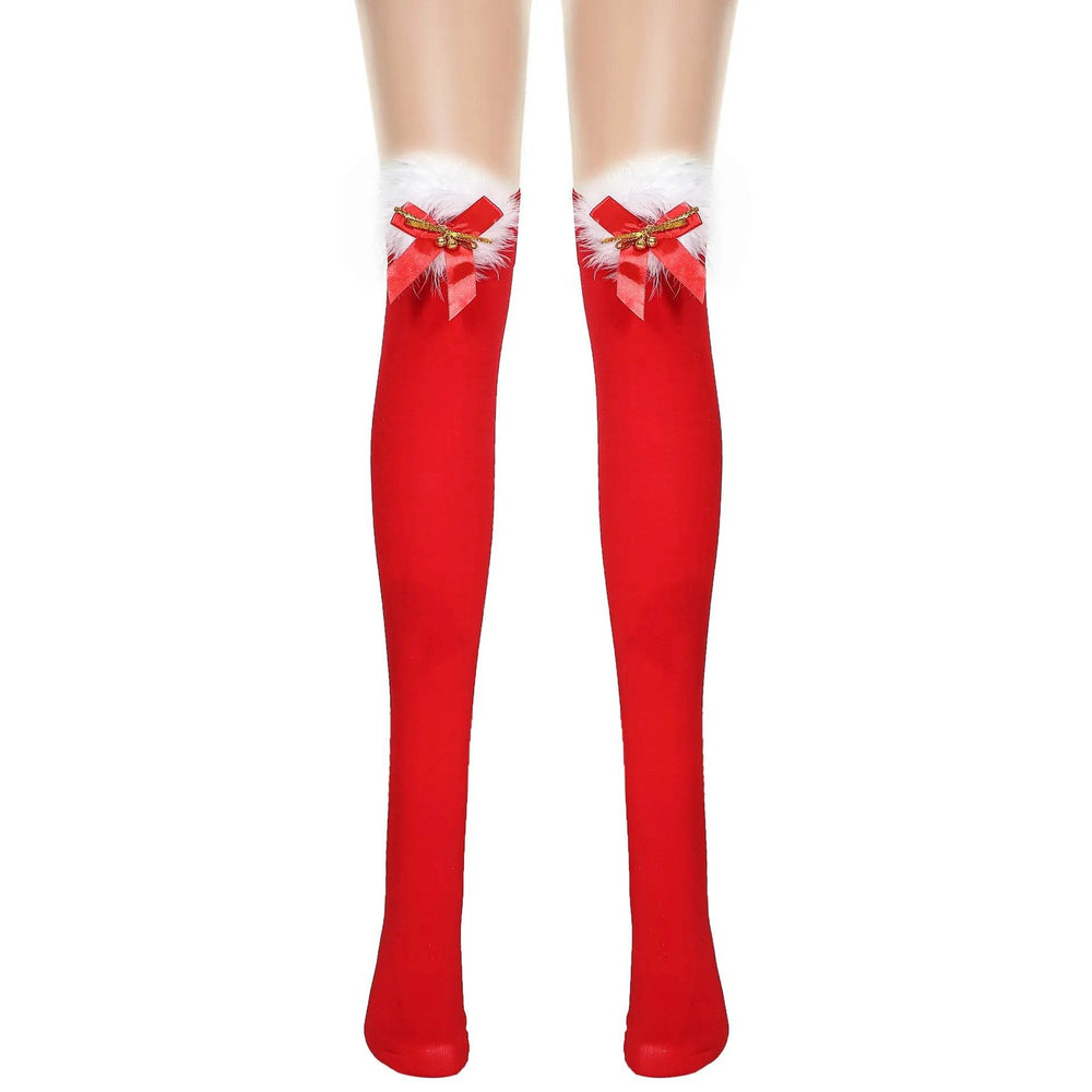Thickened Women's Red Long Bow Christmas Stockings - EX-STOCK Canada