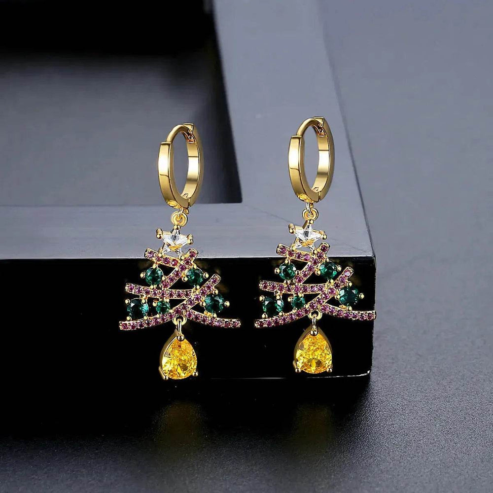 New Christmas Tree Earrings With Colorful Rhinestones Fashion Personality Shining Earrings Gift For Women Jewelry - EX-STOCK Canada