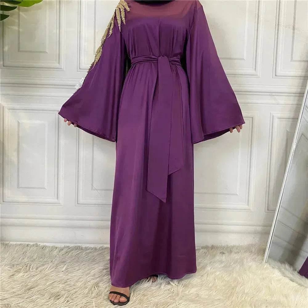 Fashion Embroidered Satin Abaya Dress Middle East Fancy Plain Dubai Abaya - EX-STOCK Canada