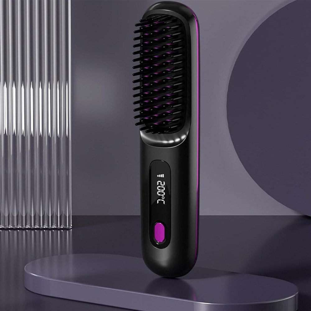 S7 Portable Cordless Hair Straightening Brush With LED Display - Lightweight Mini Negative Ion Hot Brush, USB Rechargeable Women's Travel Essentials Gift, Scald Protection - EX-STOCK Canada
