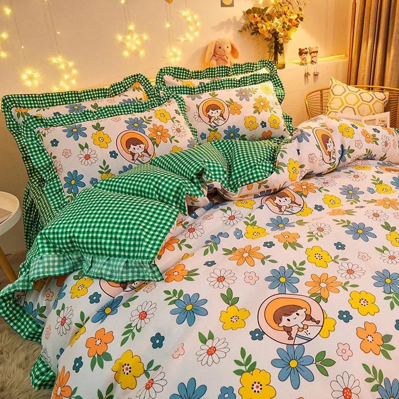 Cotton Floral Duvet Cover Bed Sheet Bed Skirt Three Or Four Piece Suit EX-STOCK Canada