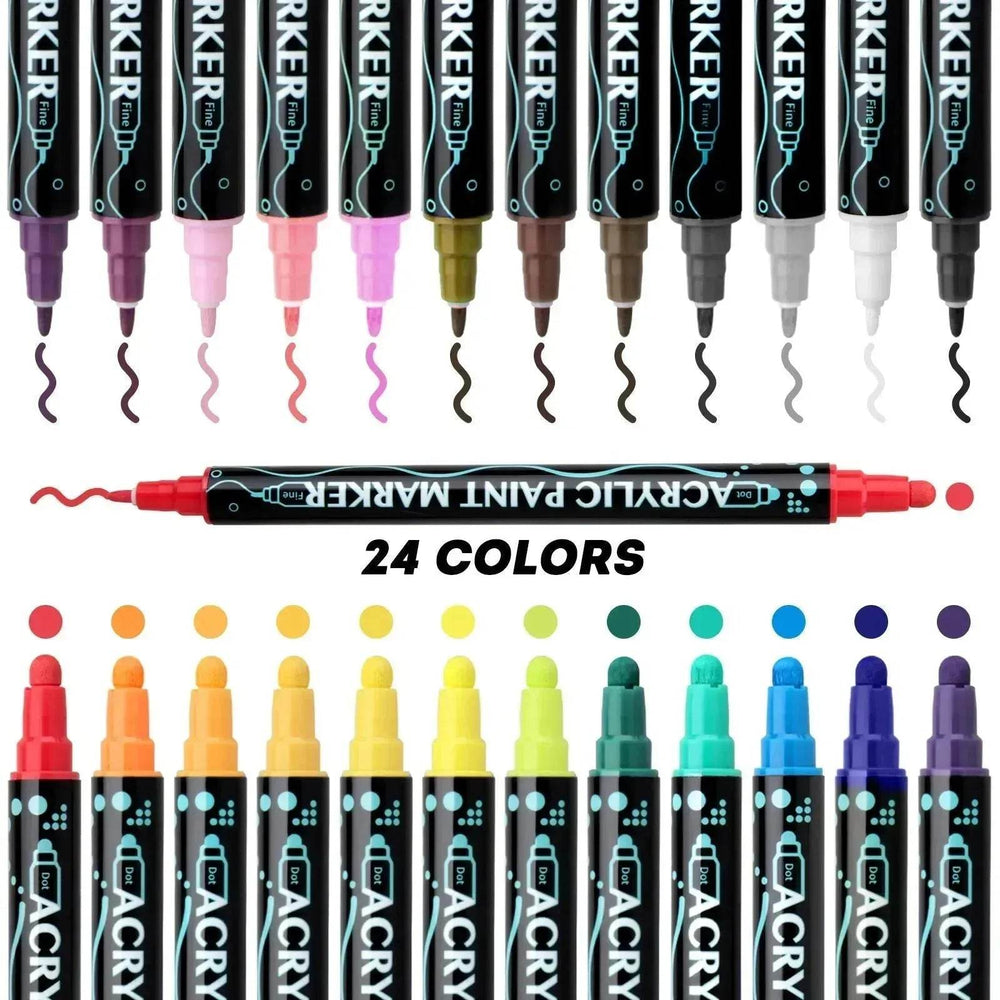 Acrylic Marker Pen Double-headed Stackable Water-based Paint Brush Paint Marker and Highlighter - EX-STOCK Canada