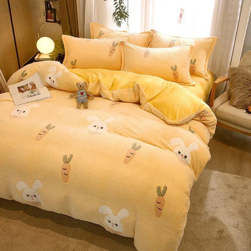 Ensemble de couette en lait simple épaissi housse de couette double faceEX-STOCK Canada