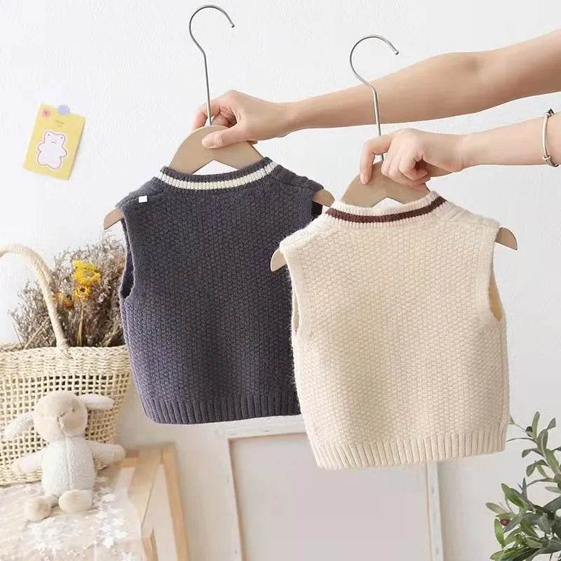 Children Knitted Chunky Sweater Outwear Vest kids - EX-STOCK Canada