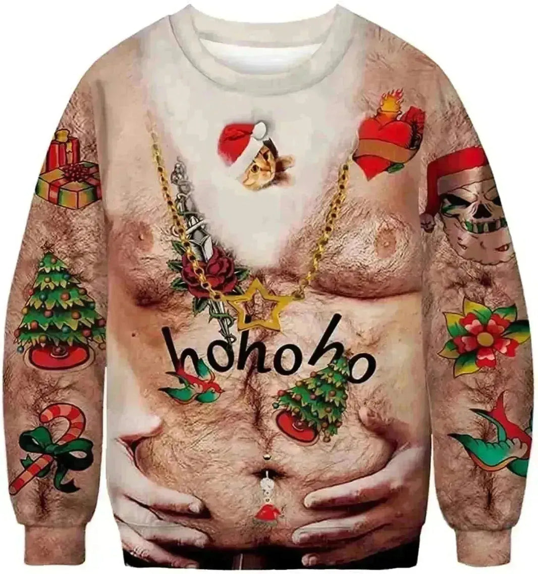 Mode masculin 3D numérique imprimé rond de Noël sweat-shirt