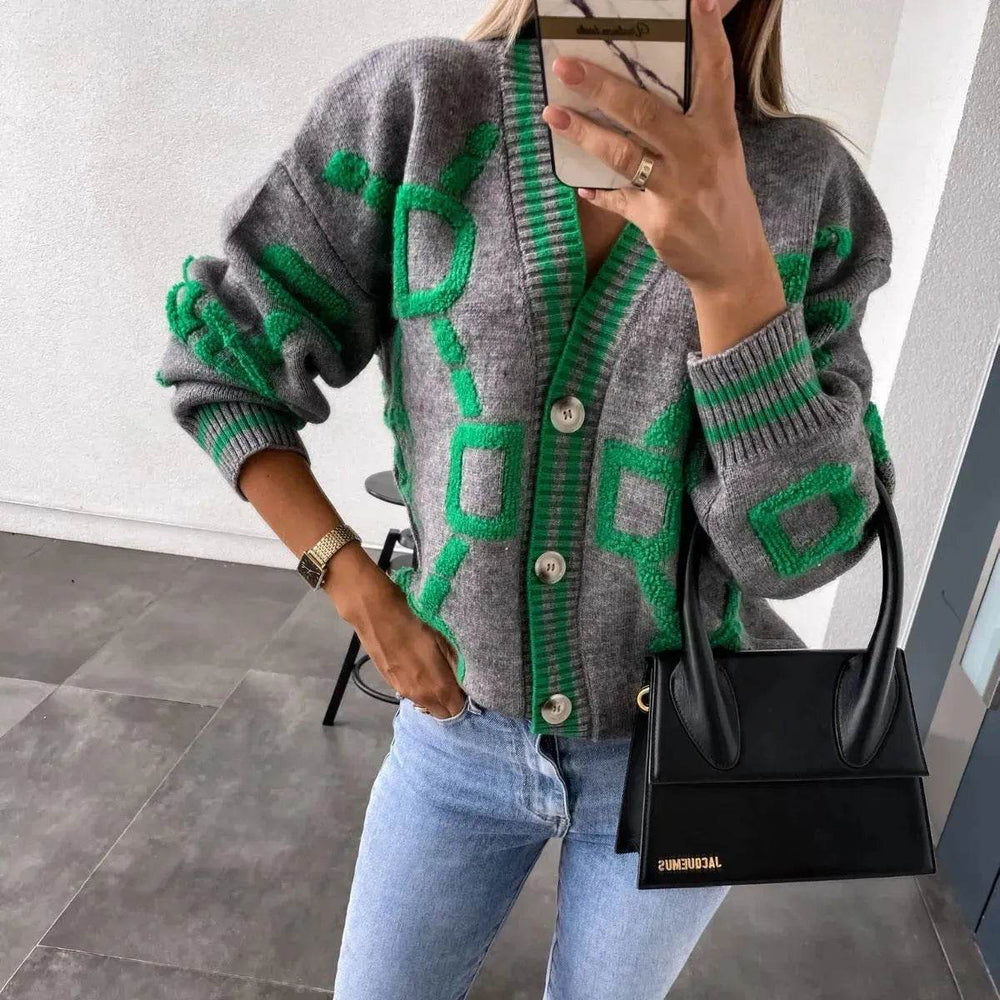 Batwing Sleeves V-neck Knitted Button Jacket Cashmere Cardigan Sweater Women - EX-STOCK Canada