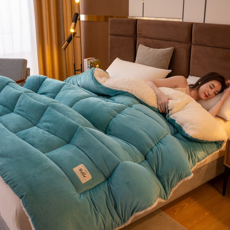 Thickened Milk Fiber Quilt Double-sided Velvet Warm Thickened Duvet Insert EX-STOCK Canada