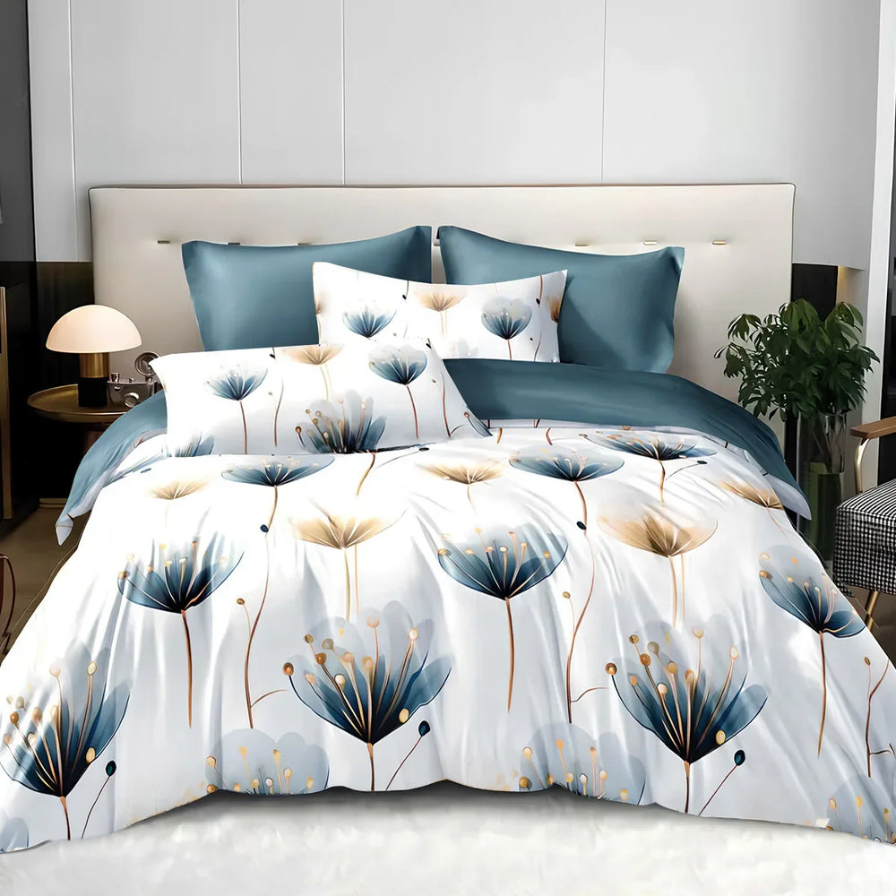 3-piece Set Of Simple And Fresh Blue And White Floral Duvet Cover, Polyester Bedroom Decoration Bedding Set Twin Full Queen King Size EX-STOCK Canada