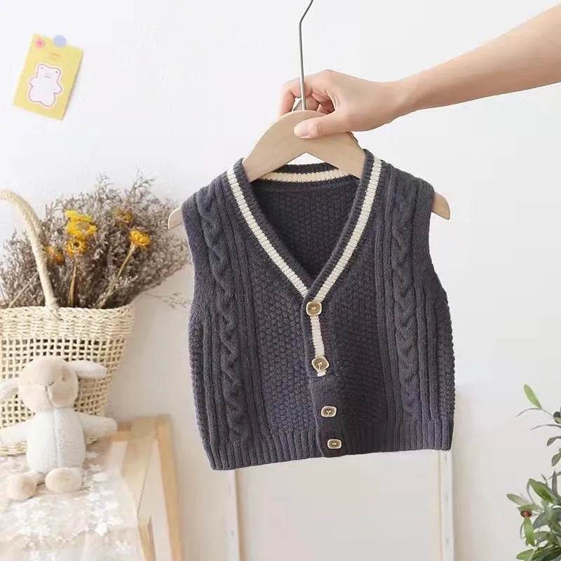Children Knitted Chunky Sweater Outwear Vest kids - EX-STOCK Canada