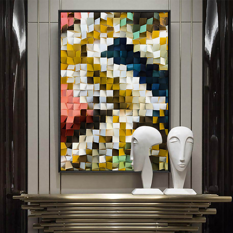 Modern Light Luxury Living Room Decorative Painting Colored Geometric Blocks