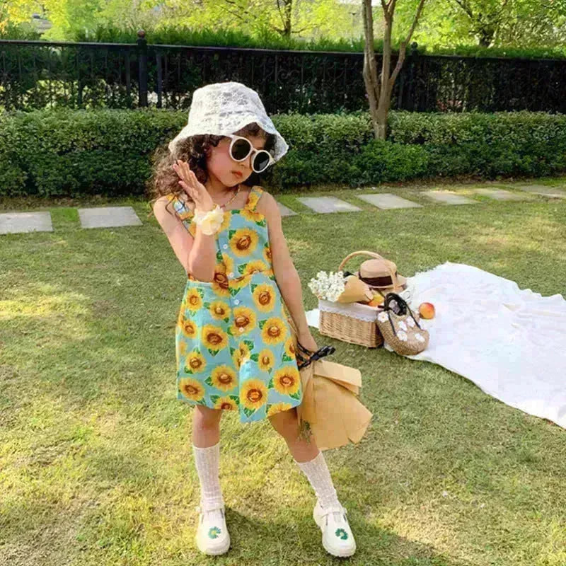 Abito di cotone floreale estivo casual per bambina