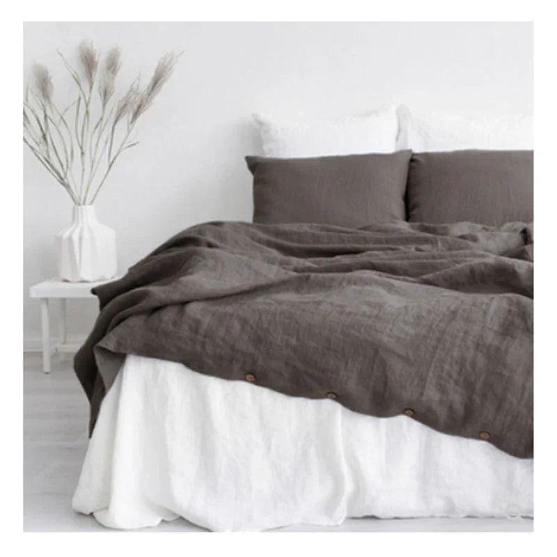 Pure Linen Bed Sheet Duvet Cover Washed Fabric EX-STOCK Canada