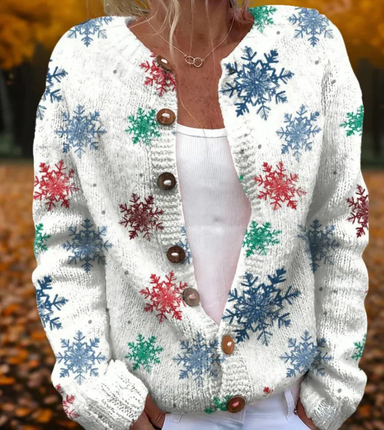Round Neck Sweater Christmas Button Cardigan Long Sleeve Sweater EX-STOCK Canada