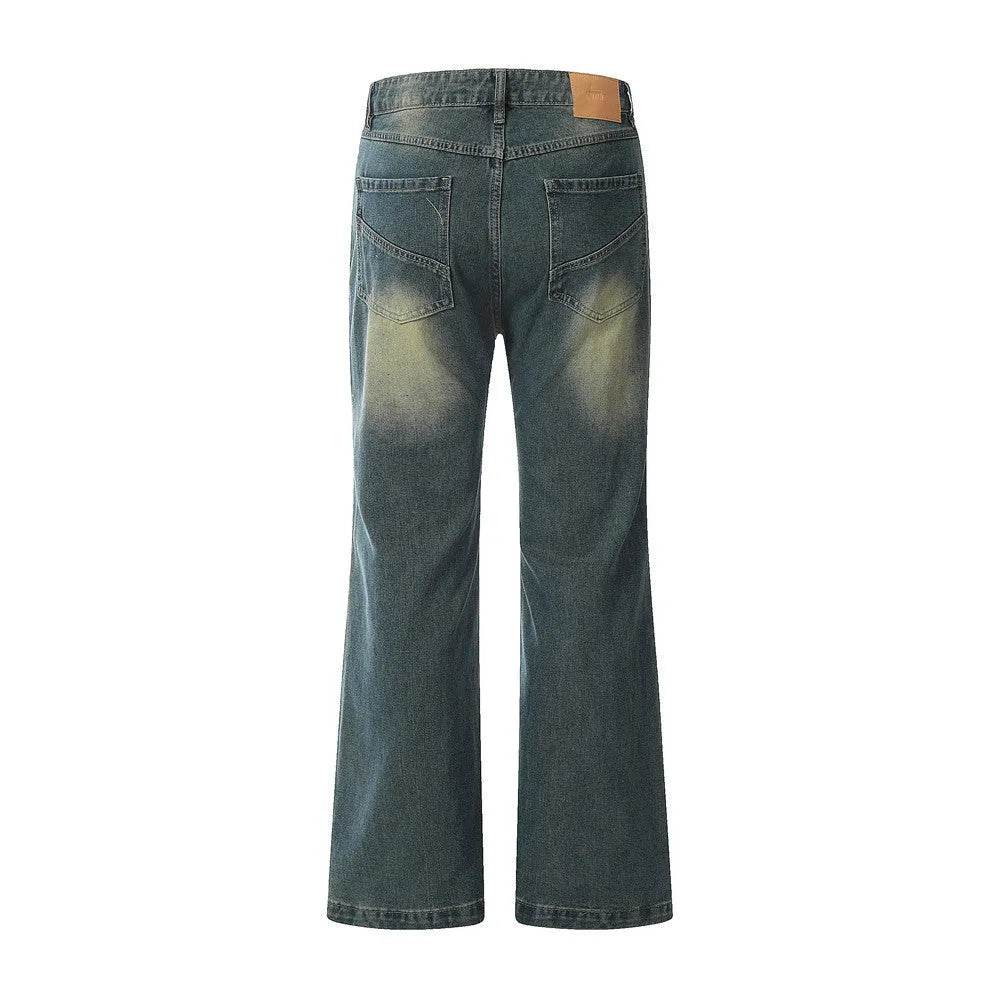 Washing Indentation Denim Bootcut Jeans Pants Men - EX-STOCK Canada