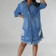 Women's Fashion 3/4 sleeve Mid Length loose Denim Jeans Dress - EX-STOCK Canada