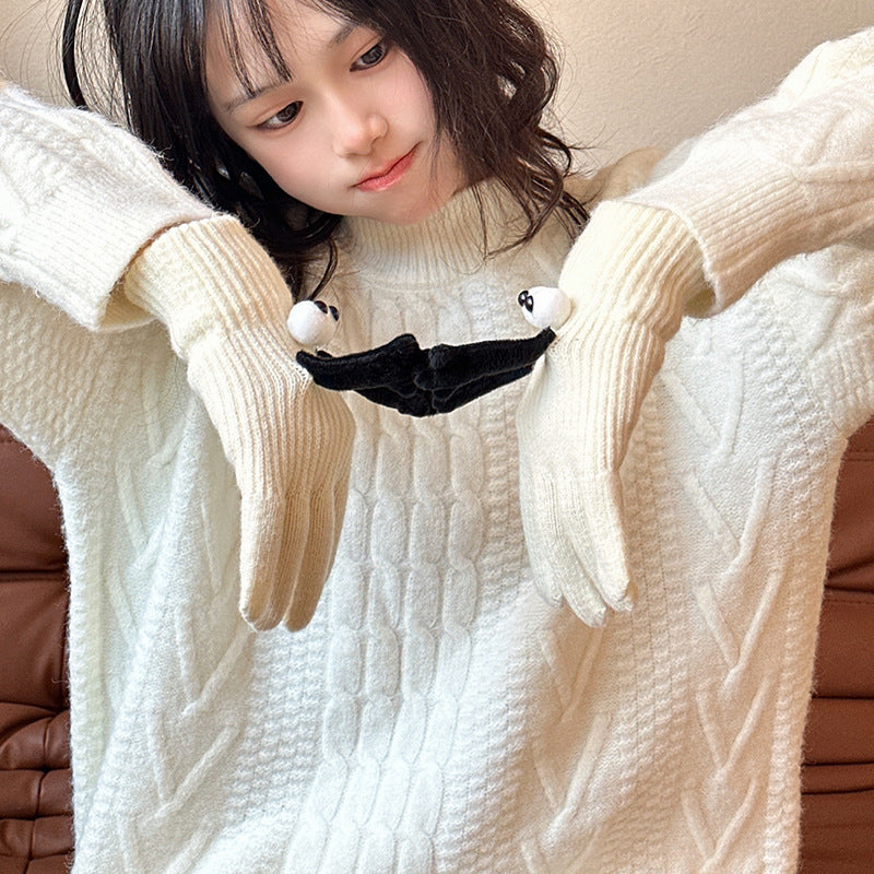 Couple Magnetic Warm Gloves Cute Doll Hand Gloves EX-STOCK Canada