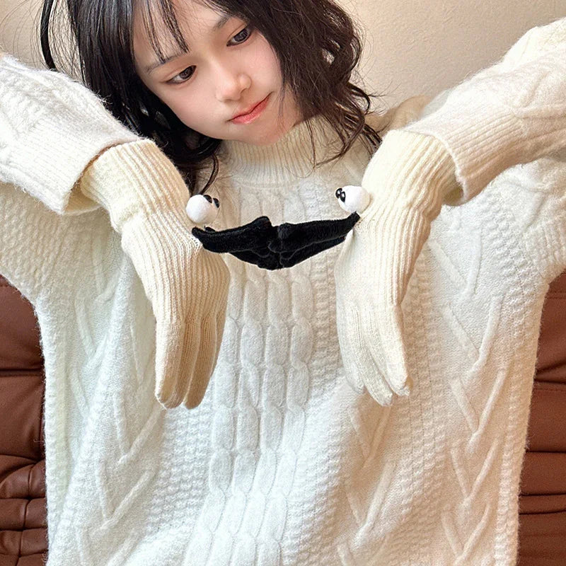 Couple Magnetic Warm Gloves Cute Doll Hand Gloves EX-STOCK Canada