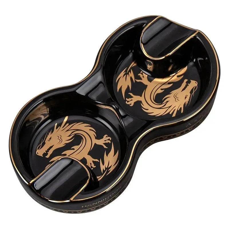 Portable 8-shaped Double Smoke Groove Ceramic retro Cigar Ashtray - EX-STOCK Canada