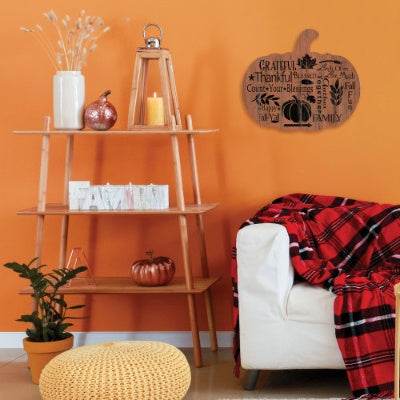 Grateful By Artisan Linda Spivey Printed On Wooden Pumpkin Wall Art - EX-STOCK Canada