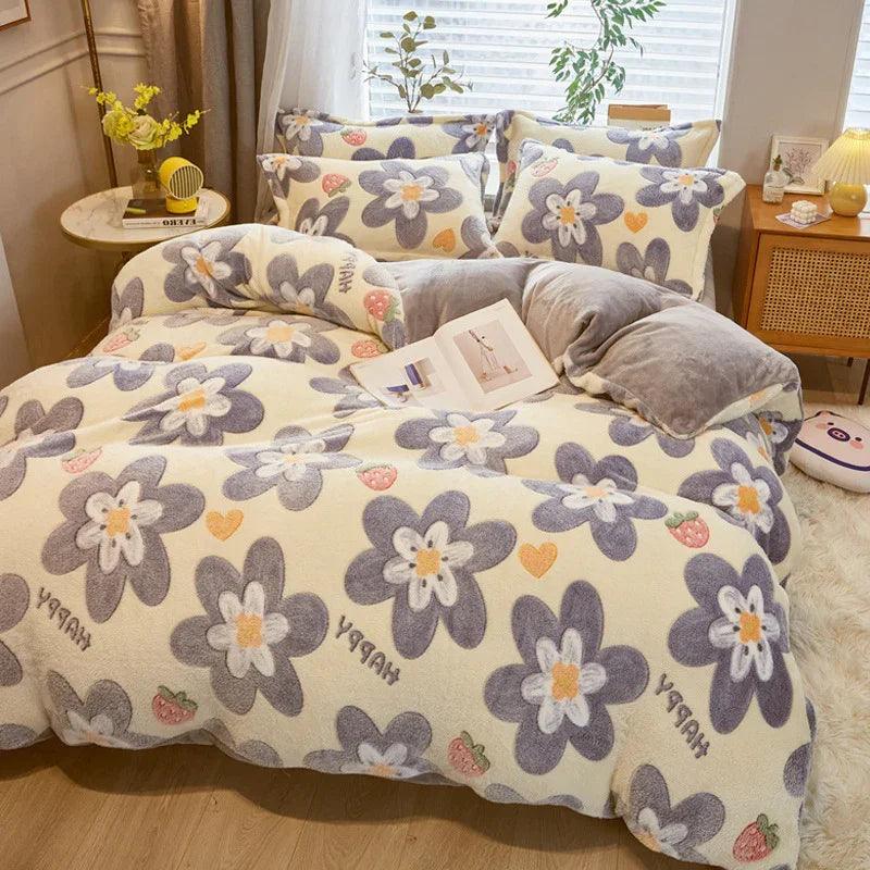 Ensemble de couette en lait simple épaissi housse de couette double faceEX-STOCK Canada